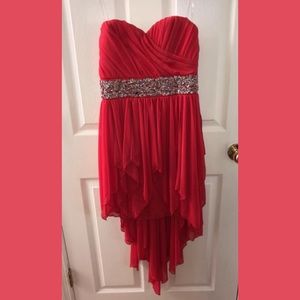 Red high to low formal dress